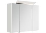 Spiegelschrank 80cm inkl. Design LED-Lampe und Glasböden weiss hochglanz
