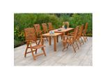 Gardenson , Naturfarben , Holz , Akazie , massiv , FSC 100% , Tisch ausziehbar, Stuhl klappbar ,