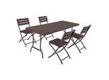 Gardenson , Braun, Schwarz , Metall, Kunststoff , 83x83x54 cm , Tisch klappbar, Stuhl klappbar, platzsparend verstaubar, UV-beständig, wetterbeständig ,