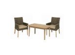 Gardenson , Schwarz, Akaziefarben, Beige, Hellbraun , Holz, Metall, Kunststoff , Akazie , Hartholz , Füllung: Polyester , 60x89x64 cm , Stühle stapelbar ,