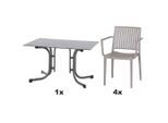 Siena Garden , Anthrazit, Taupe , Metall, Kunststoff, Holzwerkstoff , 80x80x120 cm , Tisch klappbar, gastro- und objekttauglich, Stühle stapelbar ,