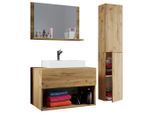 Mid.you , Honigeiche , Holzwerkstoff , 2 Fächer , 1 Schublade(n),1 Schublade(n) Schubladen , 113 cm , hängend , Badezimmer, Badmöbel-Sets & -Serien, Badmöbel-Sets