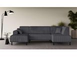 Wohnlandschaft OTTO HOME "ARROS U-Form mit Wellenunterfederung, Maße B/T/H: 300/163/81 cm", grau (anthrazit), B:300cm H:81cm T:163cm, 100% Polyester, Sofas, Wohnlandschaft, incl. Zierkissen, mit Recamiere links/rechts bestellbar, auch in Cord