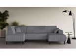 Wohnlandschaft OTTO HOME "ARROS U-Form mit Wellenunterfederung, Maße B/T/H: 300/163/81 cm", grau, B:300cm H:81cm T:163cm, 100% Polyester, Sofas, Wohnlandschaft, incl. Zierkissen, mit Recamiere links/rechts bestellbar, auch in Cord