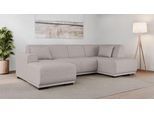 Wohnlandschaft OTTO HOME "BORNHOLM U-Form mit Recamiere rechts/links, B/T/H: 300/162/85 cm", grau (hellgrau), B:300cm H:85cm T:162cm, 100% Polyester, Sofas, Wohnlandschaft, U-Form mit Wellenunterfederung, Recamiere rechts oder links bestellbar
