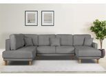 Wohnlandschaft OTTO HOME "TRIPLO U-Form wahlweise mit Schlaffunktion, B/T/H: 310/192/90 cm", grau, B:310cm H:90cm T:192cm, 88% Polyester, 9% Rayon, 3% Nylon, Sofas, Wohnlandschaft, Schlafsofa, auch mit Bettkasten, Steppung im Rückenkissen
