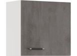 Hängeschrank IMPULS KÜCHEN "Prag", in drei Breiten, Höhe: 57,9 cm", grau (beton, optik schiefer dunkelgrau), B:60cm H:57,9cm T:34,2cm, Dekorfolie, Holzwerkstoff, Schränke, Hängeschrank, vormontiert, mit Drehtür und einem verstellbaren Fachboden