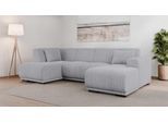 Wohnlandschaft OTTO HOME "BORNHOLM U-Form mit Recamiere rechts/links, B/T/H: 300/162/85 cm", grau (hellgrau), B:300cm H:85cm T:162cm, 100% Polyester, Sofas, Wohnlandschaft, U-Form mit Wellenunterfederung, Recamiere rechts oder links bestellbar