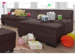 Ecksofa DOMO COLLECTION "Norma, elegant & modern, mit flachen Armlehnen, Breite 268cm, L-Form", braun (mokka), B:268cm H:74cm T:153cm, NaturLEDER in Sitz und Rücken. Korpus in passendem Kunstleder SOFTLUX bezogen;Struktur (90% Polyester, 10% Polyacryl);Mosel Struktur (100% Polyester);Kunstleder SOFTLUX;Microfaser-PRIMABELLE (100% Polyester), Sofas, Ecksofa, wahlweise mit Bettfunktion