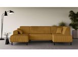 Wohnlandschaft OTTO HOME "ARROS U-Form mit Wellenunterfederung, Maße B/T/H: 300/163/81 cm", gelb, B:300cm H:81cm T:163cm, 100% Polyester, Sofas, Wohnlandschaft, incl. Zierkissen, mit Recamiere links/rechts bestellbar, auch in Cord