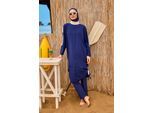 Marineblauwe, bescheiden badmode Burkini-set met volledige dekking