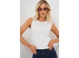 Geribbelde Mouwloze Blouse met Accessoire Detail