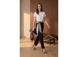 Hoge Taille Rechtoe-Rechtaan Crepe Broek met Ceintuur