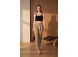 Hoge Taille Rechtoe-Rechtaan Crepe Broek met Ceintuur