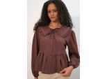Dames Viscose-mix Blouse Met Baby Kraag