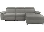 Ecksofa OTTO HOME "Pareli, L-Form, 259cm,m. Recamiere, Echtleder, Kunstleder, Webstoff", grau, B:259cm H:98cm T:163cm, Webstoff (95% Polyester 5%Nylon), Sofas, Ecksofa, man. o. elektr. Relaxfunktion, USB/Kopfteilverstellg u. LED