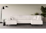 Wohnlandschaft OTTO HOME "ARROS U-Form mit Wellenunterfederung, Maße B/T/H: 300/163/81 cm", beige (creme), B:300cm H:81cm T:163cm, 100% Polyester, Sofas, Wohnlandschaft, incl. Zierkissen, mit Recamiere links/rechts bestellbar, auch in Cord