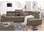 Ecksofa EXXPO - SOFA FASHION "Spring, super bequem und komfortabel mit Armteil- und Kopfteilfunktion", grau (delphin), B:274cm H:81cm T:206cm, NaturLEDER (echtes Rindsleder) in Sitz und Rücken. Korpus in passendem Kunstleder SOFTLUX bezogen;Luxus-Microfaser (100% Polyester);Struktur ( 100% Polyester), Sofas, Ecksofa, mit Bettfunktion & Bettkasten, Luxus-Microfaser +Simply Clean