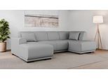 Wohnlandschaft OTTO HOME "BORNHOLM U-Form mit Recamiere rechts/links, B/T/H: 300/162/85 cm", grau (hellgrau), B:300cm H:85cm T:162cm, 100% Polyester, Sofas, Wohnlandschaft, U-Form mit Wellenunterfederung, Recamiere rechts oder links bestellbar