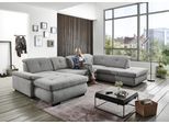 Ecksofa DIE PLANBAR "MP-IN16012 U-Form, mit Federkern-Polsterung", silber, B:371cm H:85cm T:195cm, 85% Polyester;15% Nylon, Sofas, Ecksofa, inkl. Sitztiefenverstellung wahlweise mit weiteren Funktionen