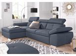 Ecksofa EXXPO - SOFA FASHION "Spring, super bequem, mit Armteil- und Kopfteilfunktion", blau (night sky), B:284cm H:81cm T:181cm, Luxus-Microfaser (100% Polyester);Struktur (100% Polyester);NaturLEDER (echtes Rindsleder) in Sitz und Rücken. Korpus in passendem Kunstleder SOFTLUX bezogen, Sofas, Ecksofa, L-Form, wahlweise mit Bettfunktion und Bettkasten