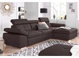 Ecksofa EXXPO - SOFA FASHION "Spring, super bequem, mit Armteil- und Kopfteilfunktion", braun (mocca), B:284cm H:81cm T:181cm, Luxus-Microfaser (100% Polyester);Struktur (100% Polyester);NaturLEDER (echtes Rindsleder) in Sitz und Rücken. Korpus in passendem Kunstleder SOFTLUX bezogen, Sofas, Ecksofa, L-Form, wahlweise mit Bettfunktion und Bettkasten