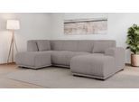 Wohnlandschaft OTTO HOME "BORNHOLM U-Form mit Recamiere rechts/links, B/T/H: 300/162/85 cm", grau (taupe), B:300cm H:85cm T:162cm, 100% Polyester, Sofas, Wohnlandschaft, U-Form mit Wellenunterfederung, Recamiere rechts oder links bestellbar