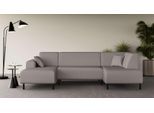 Wohnlandschaft OTTO HOME "ARROS U-Form mit Wellenunterfederung, Maße B/T/H: 300/163/81 cm", grau (taupe), B:300cm H:81cm T:163cm, 100% Polyester, Sofas, Wohnlandschaft, incl. Zierkissen, mit Recamiere links/rechts bestellbar, auch in Cord