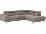 Ecksofa COTTA "Komaris L-Form, B: 249 cm", grau, B:249cm H:72cm T:100cm, Microfaser PRIMABELLE (100% Polyester);Kunstleder SOFTLUX;Feinstruktur (100% Polyester);Kunstleder SOFTLUX/Struktur (100% Polyester);NaturLEDER, Sofas, Ecksofa, mit Kopfteilverstellung, optional Bettfunktion, Bettkasten & Licht