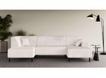 Wohnlandschaft OTTO HOME "ARROS U-Form mit Wellenunterfederung, Maße B/T/H: 300/163/81 cm", beige (creme), B:300cm H:81cm T:163cm, 100% Polyester, Sofas, Wohnlandschaft, incl. Zierkissen, mit Recamiere links/rechts bestellbar, auch in Cord