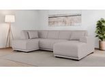 Wohnlandschaft OTTO HOME "BORNHOLM U-Form mit Recamiere rechts/links, B/T/H: 300/162/85 cm", grau (hellgrau), B:300cm H:85cm T:162cm, 100% Polyester, Sofas, Wohnlandschaft, U-Form mit Wellenunterfederung, Recamiere rechts oder links bestellbar