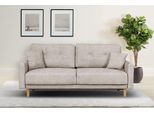 2-Sitzer OTTO HOME "TRIPLO mit Wellenunterfederung, Maße B/T/H: 165/100/89 cm", beige (creme), B:165cm H:89cm T:100cm, 100% Polyester, Sofas, Sofa mit Steppung im Rückenbereich, incl. Rückenkissen und Zierkissen