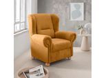 Ohrensessel HOME AFFAIRE "Torello Relaxsessel, toller Sitzkomfort, Breite 92cm, hohe Rückenlehne", braun (gold), B:92cm H:102cm T:89cm, 100% Polyester, Sessel, Ohrensessel