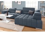 Ecksofa EXXPO - SOFA FASHION "Elias, aktuelle Kreuzsteppung im Sitz, bequem, Breite 307cm, L-Form", blau (night sky), B:307cm H:94cm T:201cm, Struktur ( 100% Polyester), Sofas, Ecksofa, mit Kopf- bzw. Rückenverstellung, wahlweise mit Bettfunktion