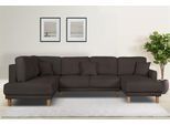 Wohnlandschaft OTTO HOME "TRIPLO U-Form wahlweise mit Schlaffunktion, B/T/H: 310/192/90 cm", schwarz, B:310cm H:90cm T:192cm, 88% Polyester, 9% Rayon, 3% Nylon, Sofas, Wohnlandschaft, Schlafsofa, auch mit Bettkasten, Steppung im Rückenkissen