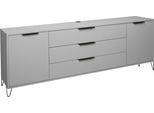 Sideboard MÄUSBACHER "Bonnie", grau (kreidegrau matt lack), B:216cm H:70cm T:45cm, Sideboards, Sideboard, Sideboard mit Drahtgestell
