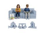 Juskys Kinder Spielsofa Kayo - Hellblau, baubare Stapelsteine für Kinder, pflegeleichte Kindercouch aus Cord