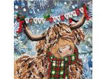 Perlen-Stickbild "Highland Kuh Weihnachten", 15 x 15 cm