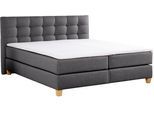Boxspringbett HOME AFFAIRE "Moulay", grau (anthrazit), B:194cm L:231cm, Komplettbetten, Boxspringbett, inkl. Topper, in Überlänge 220 cm, 3 Härtegrade, auch in H4