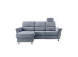 Livetastic , Hellblau , Textil , Uni , Ottomane links, L-Form , 231x165 cm , Made in EU , Rücken echt, USB-Anschluss, Herz-Waage-Funktion, USB-C-Anschluss ,