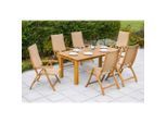 Gardenson , Naturfarben , Holz, Kunststoff , Akazie , Hartholz , rechteckig , FSC 100% , Stühle klappbar, Rückenlehne mehrfach verstellbar ,