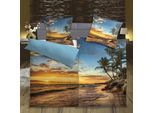 Partnerbettwäsche KINZLER "Bio Baumwoll Renforce Partnerbettwäsche "Traumstrand", bunt, B/L: 135cm x 200cm, 2 Stk., 2 Stk., Renforcé, B/L: 80cm x 80cm, 4 Stk., Renforcé, Obermaterial: 100% Baumwolle, Bettwäsche, Partnerbettwäsche, GOTS zertifiziert, Topseller