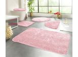 Badematte KINZLER "Chaozhou, Badvorleger, Badezimmer Teppich" Gr. 9, rosa (rosé), H:20mm, Polyester, Badematten, Badematte, Badteppich, Uni Farben, weich, als rechteckig, rund & Set erhältlich