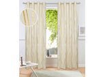 Vorhang OTTO HOME "Prag" Gr. 2, vanille, B:130cm H:175cm, Polyester, Gardinen, Verdunkelungsvorhang, Foliendruck mit Wellen, democratichome Edition