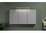 Spiegelschrank WELLTIME "Premont", anthrazit melamin, B:120cm H:70cm T:17cm, FSC-zertifizierter Holzwerkstoff, Schränke, Spiegelschrank, Breiter Badspiegel mit 3 Spiegeltüren und 9 Fächern - Soft-Close