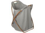 Wäschekorb MÖVE, grau, B:56cm H:66cm T:51cm, Stoff, Wäschesammler, Wäschekorb, mit innovativen Bambusrahmen
