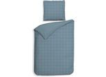 Wendebettwäsche HECKETT & LANE "Diamante", blau (colonial blau), B/L: 135cm x 200cm, 1 Stk., 1 Stk., Mako-Satin, B/L: 80cm x 80cm, 2 Stk., Mako-Satin, Obermaterial: 100% Baumwolle, Bettwäsche, Wendebettwäsche, kariert, hochwertiges Mako-Satin, Bettwäsche ab 135x200 cm.
