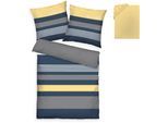 Bettwäsche TOM TAILOR HOME "Carl in Gr. 135x200 oder 155x220 cm", gelb (gelb, marine), B/L: 135cm x 200cm, 1 Stk., 1 Stk., Renforcé, B/L: 80cm x 80cm, 3, Renforcé, Obermaterial: 100% Baumwolle, Bettwäsche, Bettwäsche, mit GRATIS-Zugabe: Spannbettlaken, 100% Baumwolle, mit Reißverschluss
