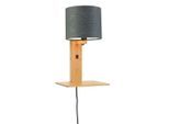 Good & Mojo , Naturfarben, Dunkelgrau , Holz, Textil , Bambus , 24x36x19 cm , LED-Leuchtmittel austauschbar ,