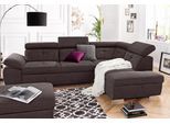 Ecksofa EXXPO - SOFA FASHION "Spring, super bequem und komfortabel mit Armteil- und Kopfteilfunktion", braun (mocca), B:274cm H:81cm T:206cm, NaturLEDER (echtes Rindsleder) in Sitz und Rücken. Korpus in passendem Kunstleder SOFTLUX bezogen;Luxus-Microfaser (100% Polyester);Struktur ( 100% Polyester), Sofas, Ecksofa, wahlweise mit Bettfunktion und Bettkasten, L-Form